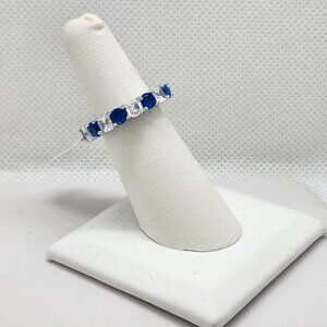Brand New Sterling Silver 925 Blue & White Gemstones Eternity Ring